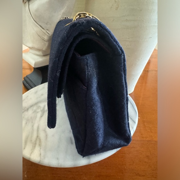 Authentic Chanel Jersey Double Chain Flap  Matelasse Navy - Picture 16 of 16